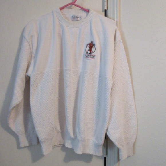 MEN'S OAK CREEK WHITE KNIT SWEATER Large Logo - Picture 1 of 4